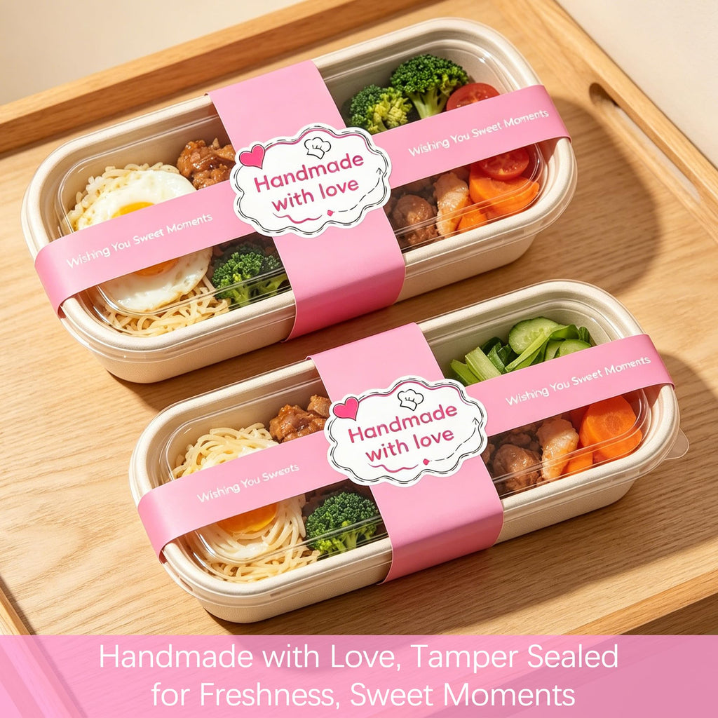 100 Pcs Pink Food Retail Package Seal Stickers, 9x1 Inch