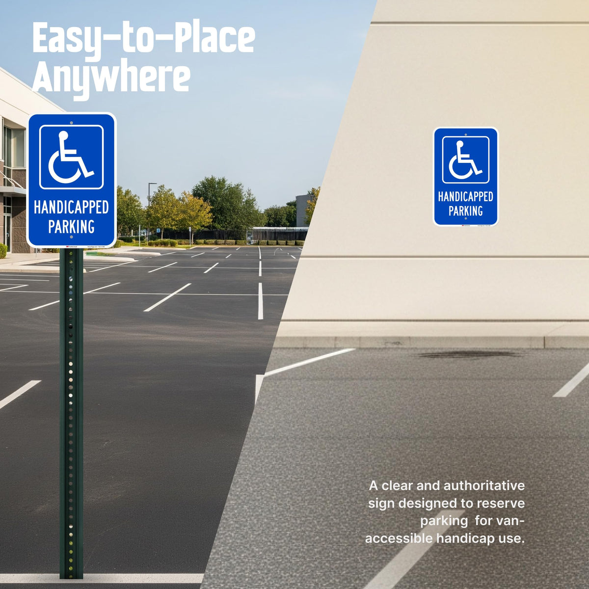 SmartSign Handicapped Parking Sign, 12 x 18 Inches 3M Engineer Grade Reflective Aluminum, Pre-Drilled Holes, USA Made 12" x 18" 12" x 18" EG Reflective Aluminum