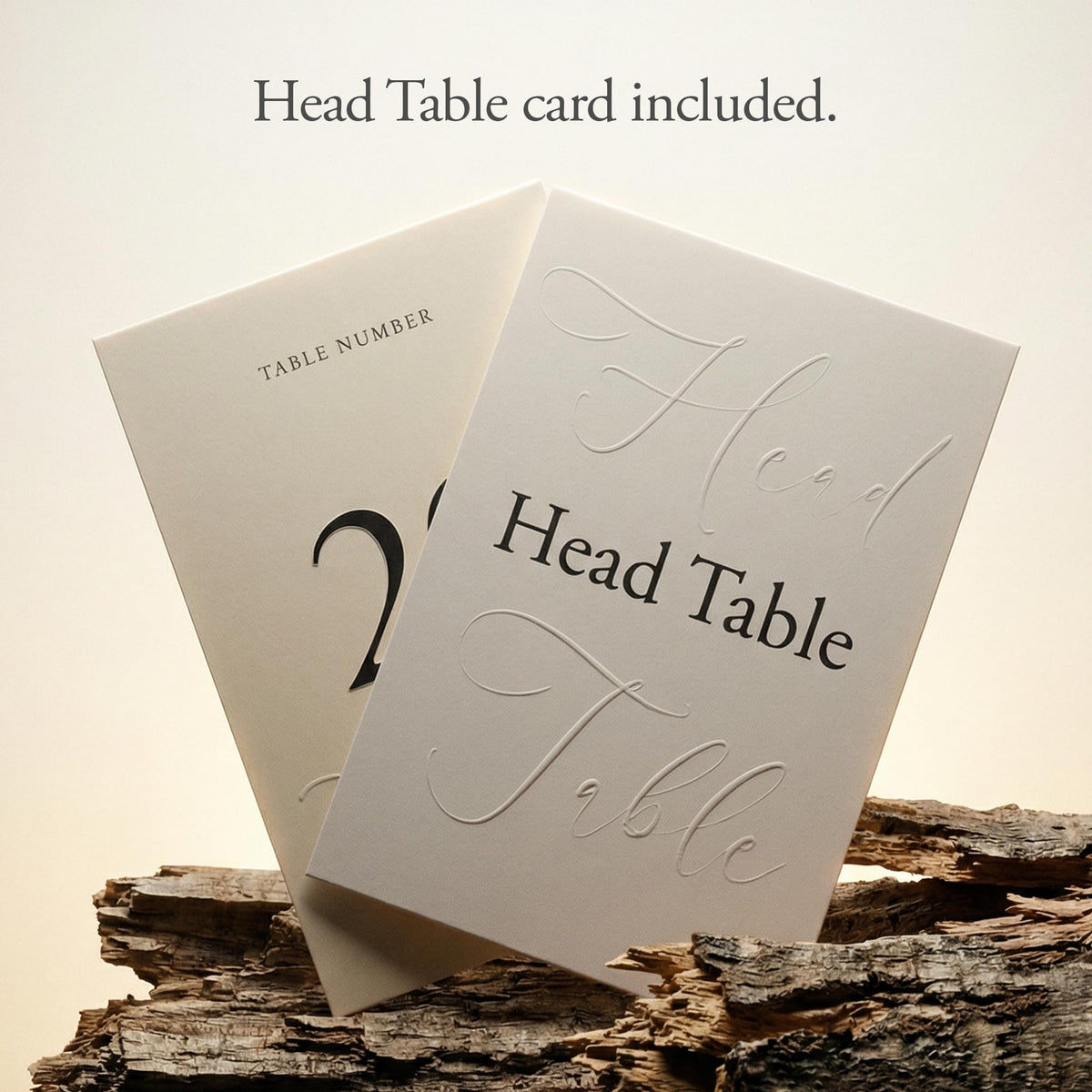 Wedding Table Numbers 1-20, Double-Sided Cards, Embossed Details