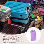 PATIKIL Plastic Shipping Tags with Wire 4 3/4" x 2 3/8", Purple, 200 Pieces
