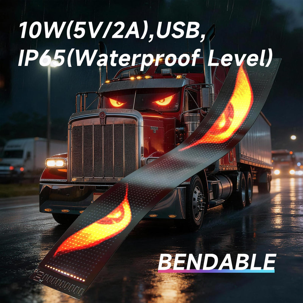 Large Custom LED Sign, Jumbotron Devil Eyes for Truck Social Windshield 23''x5''