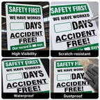 2 Pack Safety First Accident Free Days Aluminum Wall Signs 12×8 in