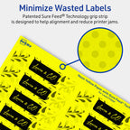 Avery® Printable Rectangle Labels, Sure Feed® Technology, 1" x 4", Neon Yellow Labels, Laser/Inkjet Printable, 400 Total, Great for Mailing and Cosmetics 400 labels