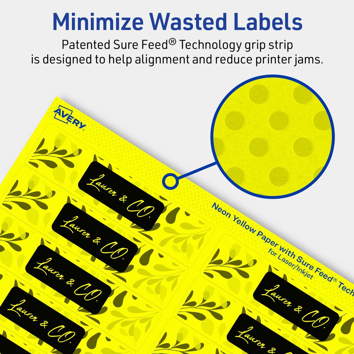 Avery® Printable Rectangle Labels, Sure Feed® Technology, 1" x 4", Neon Yellow Labels, Laser/Inkjet Printable, 400 Total, Great for Mailing and Cosmetics 400 labels