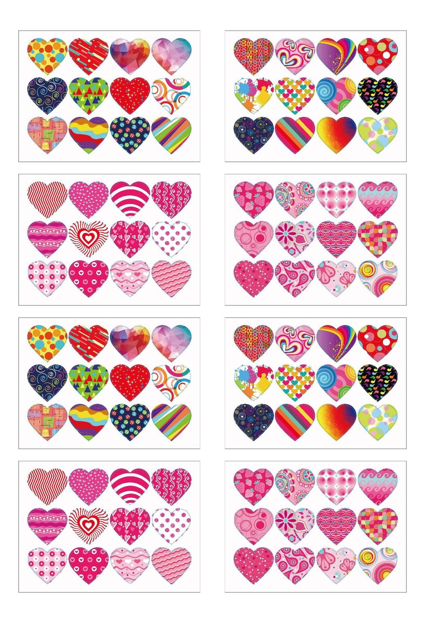 Dzrige 8 Sheets Valentine's Day Heart Sticker Decal Love Label Stickers Love Heart Sticker for Valentine's Day Wedding Anniversary Stationery Candy Dragee Bag Gift Box Packing Bag