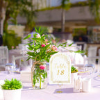 JOYIT 20 Sets Wedding Table Numbers 1-20 with 20 Pcs Table Number Holders White Gold 20 Cards+20 Holders(Round)
