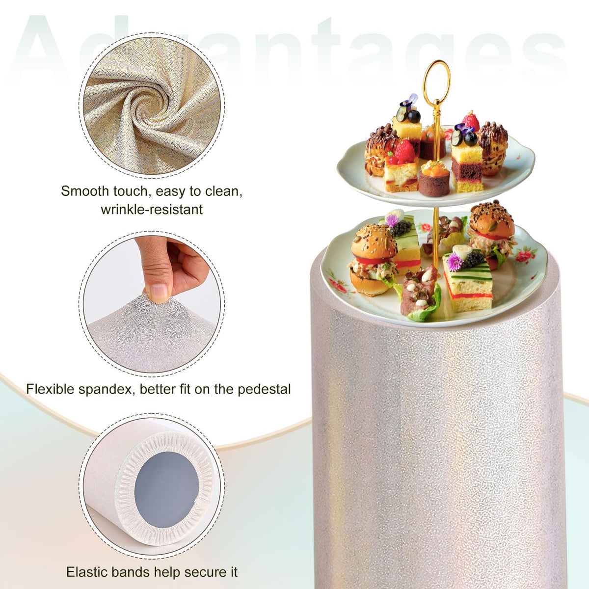 uxcell Set of 3 Cylinder Spandex Stand Cover Champagne-S/M/L
