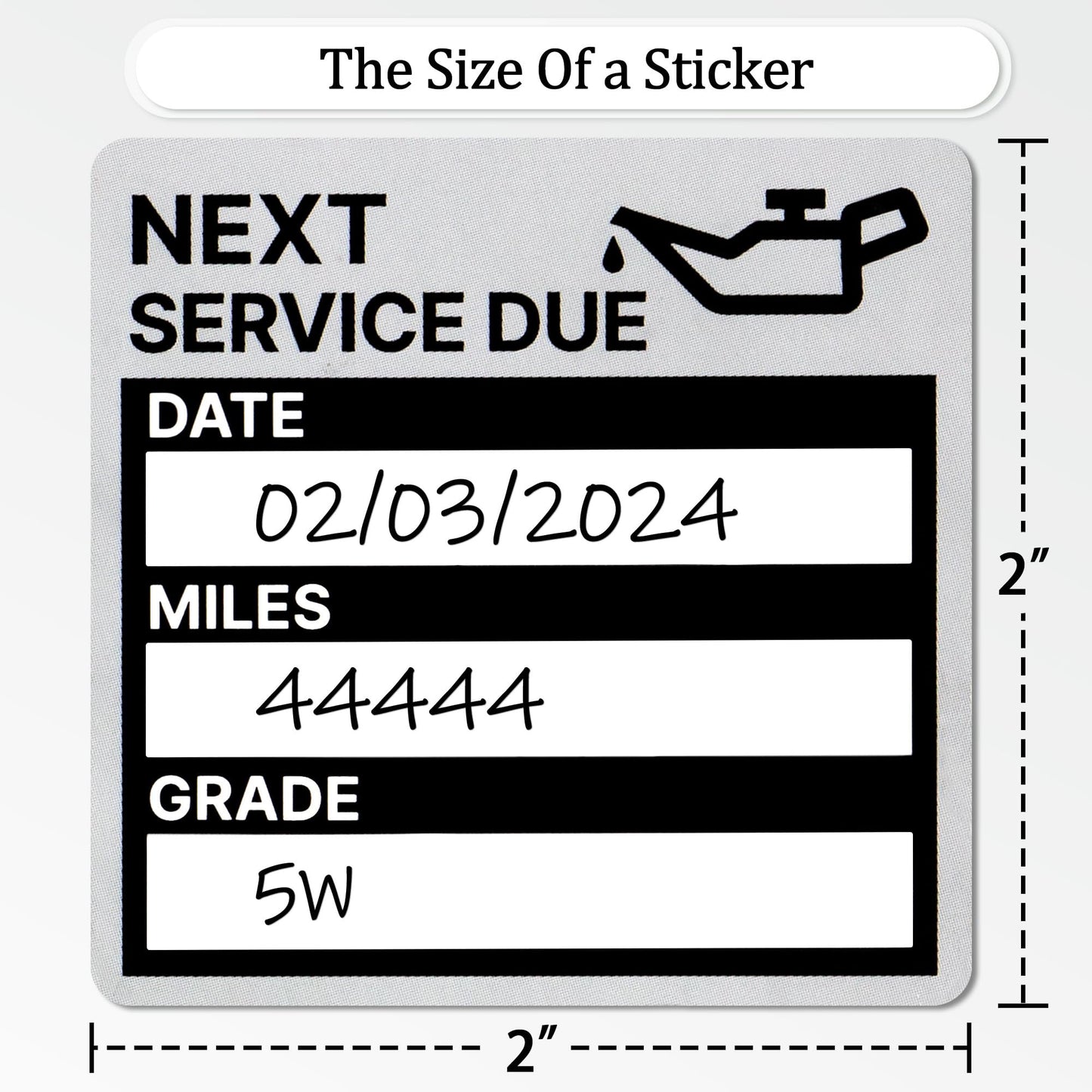 for Oil Change Stickers Vinyl 300 Pcs 2”x 2” Service Black Stickers, Next Service Due Reminder Sticker Labels, Easy to Write on, Easy to Peel with No Residue (Black)