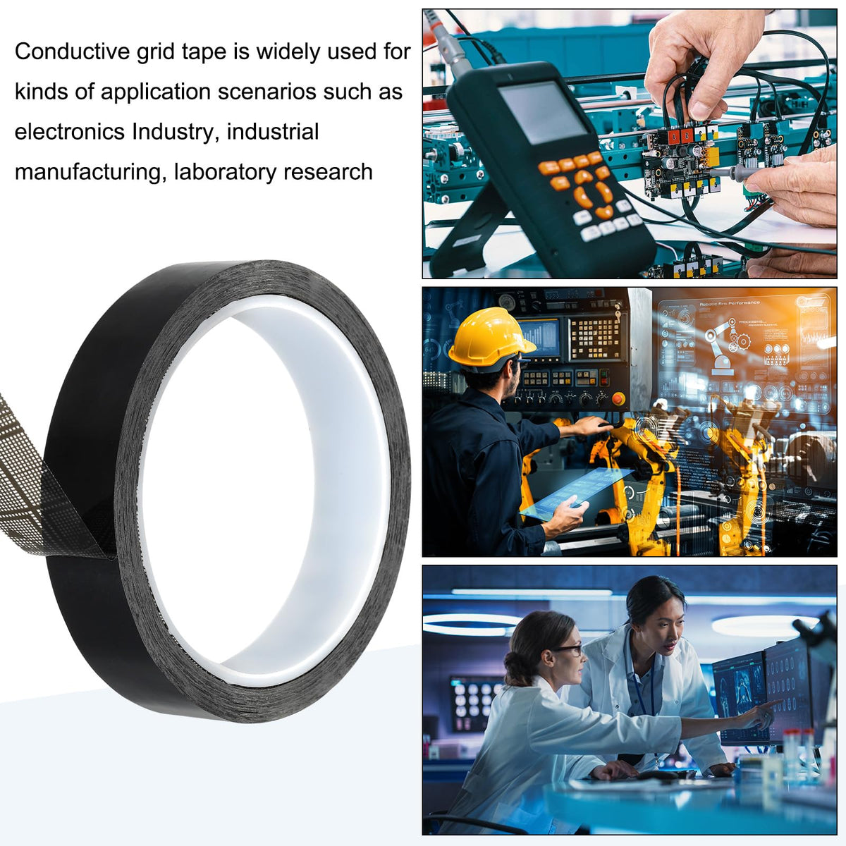 PATIKIL Antistatic Tape, 2.36 Mil Thick, 13/16 Inch x 39 Yards Conductive Adhesive Grid ESD Tape for Circuit Board Laptop Mobile Phone Communication Electronics Parts, Black