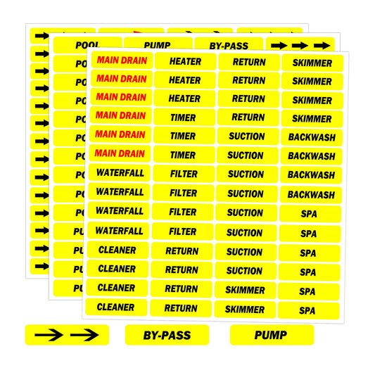 Pool Equipment Identification Labels Swimming Pool Labels 1/2 x 2 Inch Waterproof Plumbing Sticker Mark for Swimming Pool Spa Equipment,Plumbing&Piping Parts 168 Pcs (Yellow) Yellow
