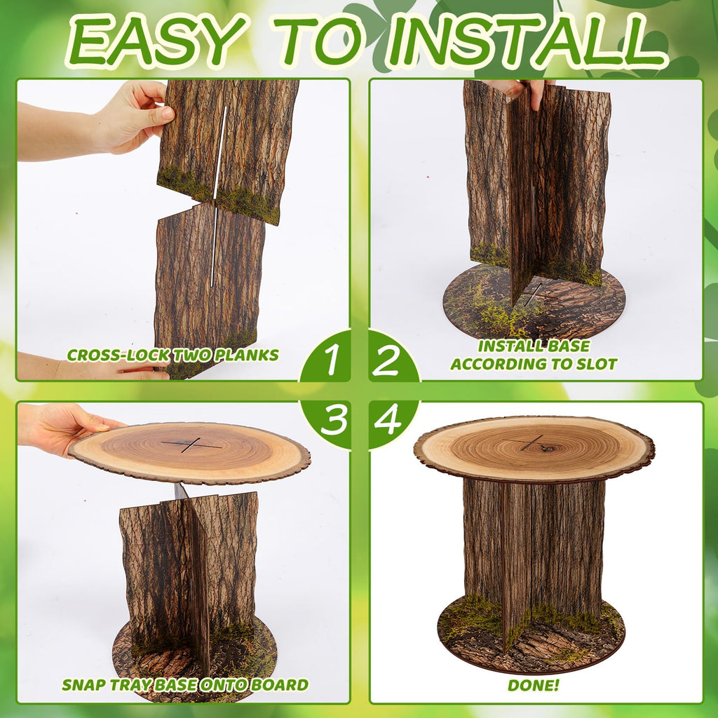 Fuutreo 12 Inch Rustic Faux Tree Stump and Moss Riser for Display Stand