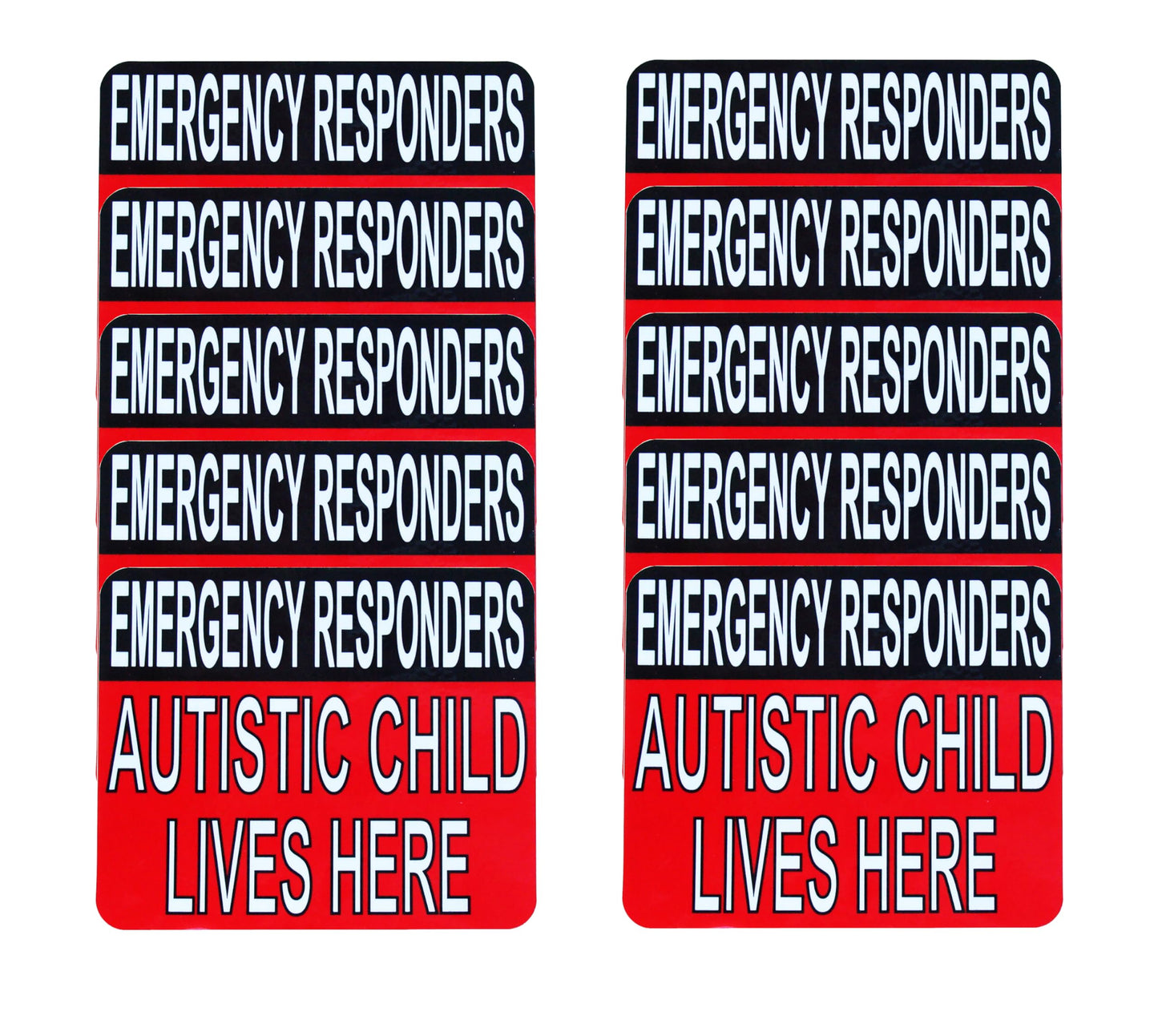 10 Pieces Autistic Child Lives Here Vinyl Stickers,2.5 inches by 3 inches Self Adhesive Stickers,UV Waterproof Scratch Resistant Film Labels