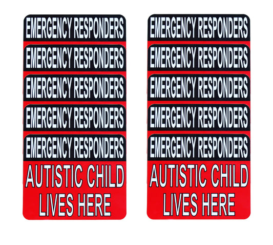 10 Pieces Autistic Child Lives Here Vinyl Stickers,2.5 inches by 3 inches Self Adhesive Stickers,UV Waterproof Scratch Resistant Film Labels
