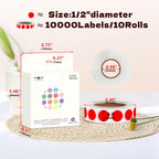 PARLAIM 10000PCS 1/2 Inch Round Color-Code Dot Stickers,Circle Colorful Coding Label Sticker for Home Office(Red) Red 10 Rolls-10000 Pack