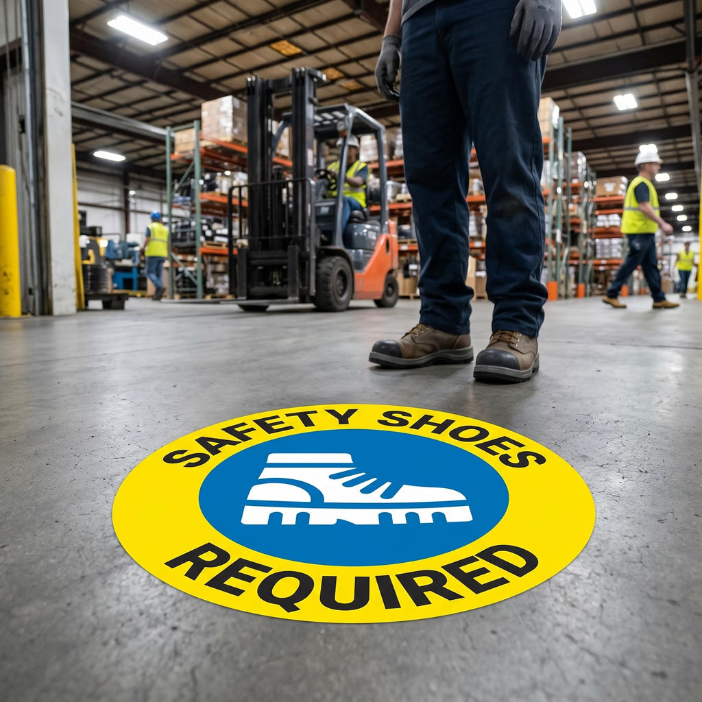 Yexiya 5 Pcs Safety Shoes Required Floor Sign
