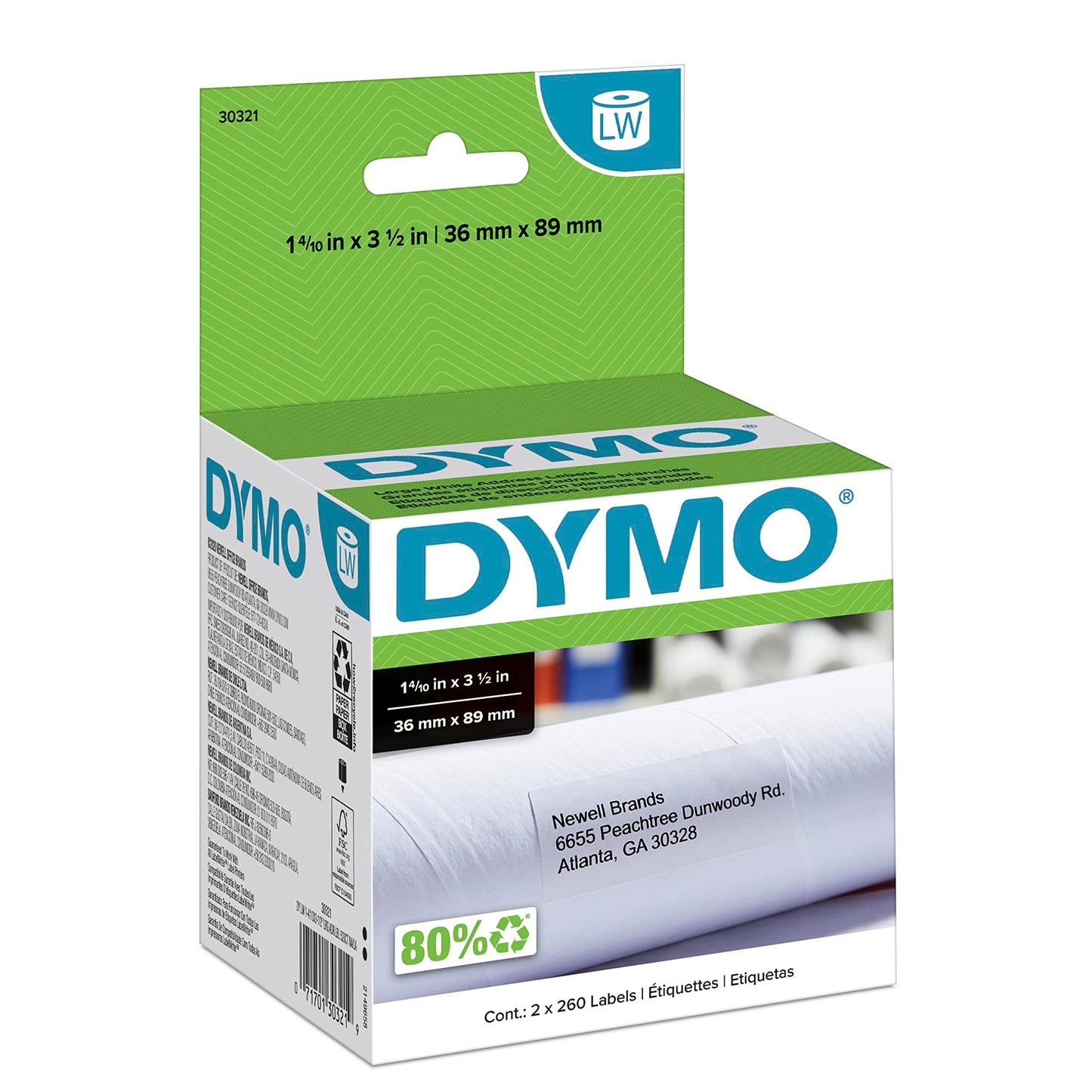 DYMO Authentic LW Large Mailing Address Labels, DYMO Labels for LabelWriter Label Printers, 1-4/10" x 3-1/2", 2 Rolls of 260 (520 Total)