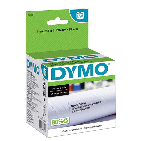 DYMO Authentic LW Large Mailing Address Labels, DYMO Labels for LabelWriter Label Printers, 1-4/10" x 3-1/2", 2 Rolls of 260 (520 Total)