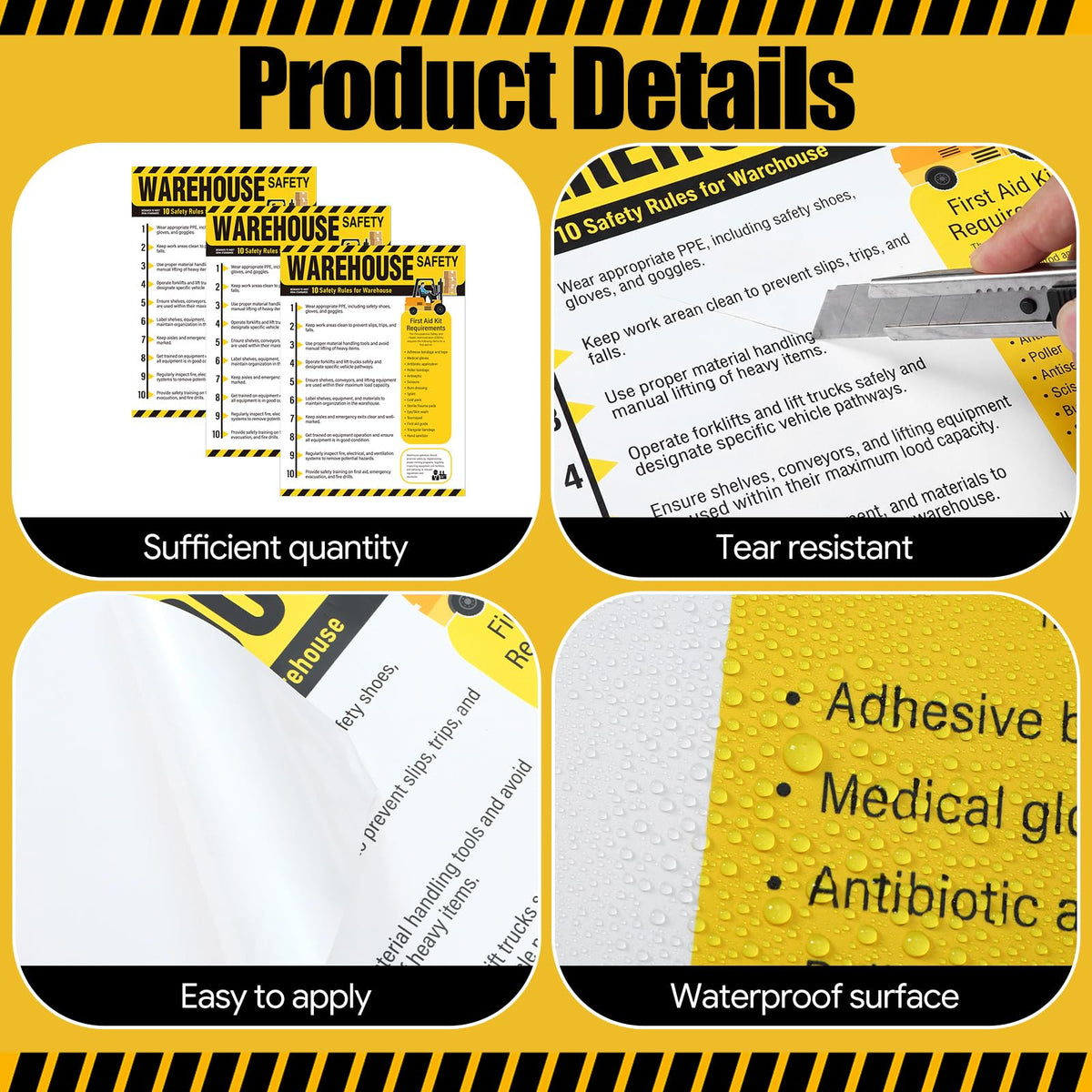 3 Pcs Workplace Safety Rules Poster, Warehouse