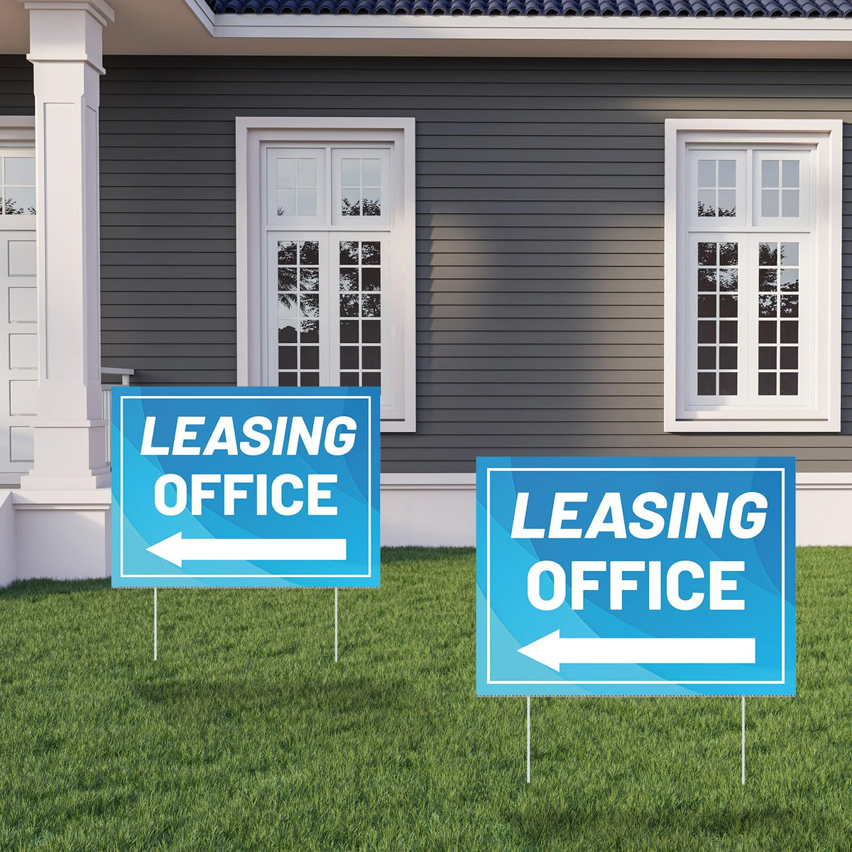 Ripeng 3 Pcs Leasing Double Sided Yard Signs with Arrow 16 x 12 Inch Yard Signs with Stakes for Outdoor Office Retail Store Restaurant Bar Hotel(Leasing Office) Leasing Office