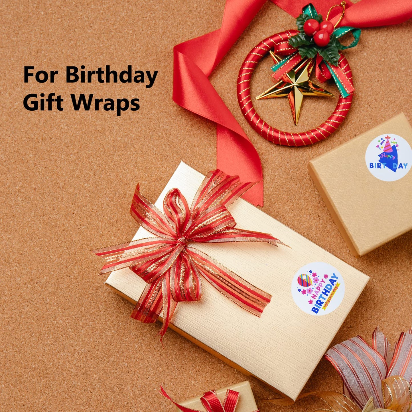 Happy Birthday Stickers Roll 1.5" Round 500pcs Self Adhesive Birthday Sticker for Kids Adults Envelope Seals Cards