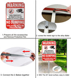 2Pack No Dumping Sign,14" x 10" Property Protected By Video Surveillance Sign with 36" Alloy Stakes, Rust Free &Fade Resistant Heavy Reflective Aluminum,Included Mounting Screw Kit.