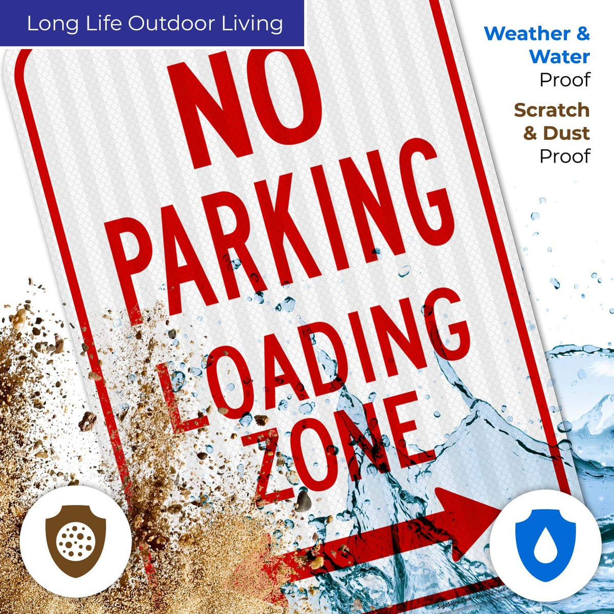 No Parking Sign, Loading Zone Sign, Aluminum 12x18 Reflective