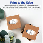 Avery® Printable Durable White Oval Scalloped Labels, Sure Feed® Technology, 1-1/8" x 2-1/4", Print-to-the-Edge, Waterproof Labels, Laser & Pigment-Based Inkjet Compatible, 210 Total 210 labels