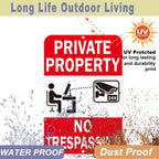 Security Signs Private Property No Trespassing Sign, Reflective Aluminum, 18 x 12 Inches, Weather Resistant, Waterproof, 2 Pack Red - 2 Pack - 12" x 18"