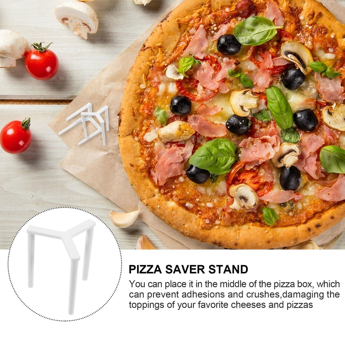 DOITOOL Pizza Saver Stand Pizza Packing Tripod Stack Fixing Rack Box Holder Stand to Prevent Cheese Adhesion and Crushed Toppings 1.37 X 1.37 X 1.49 in for Home Restaurant Pizzeria Food Service