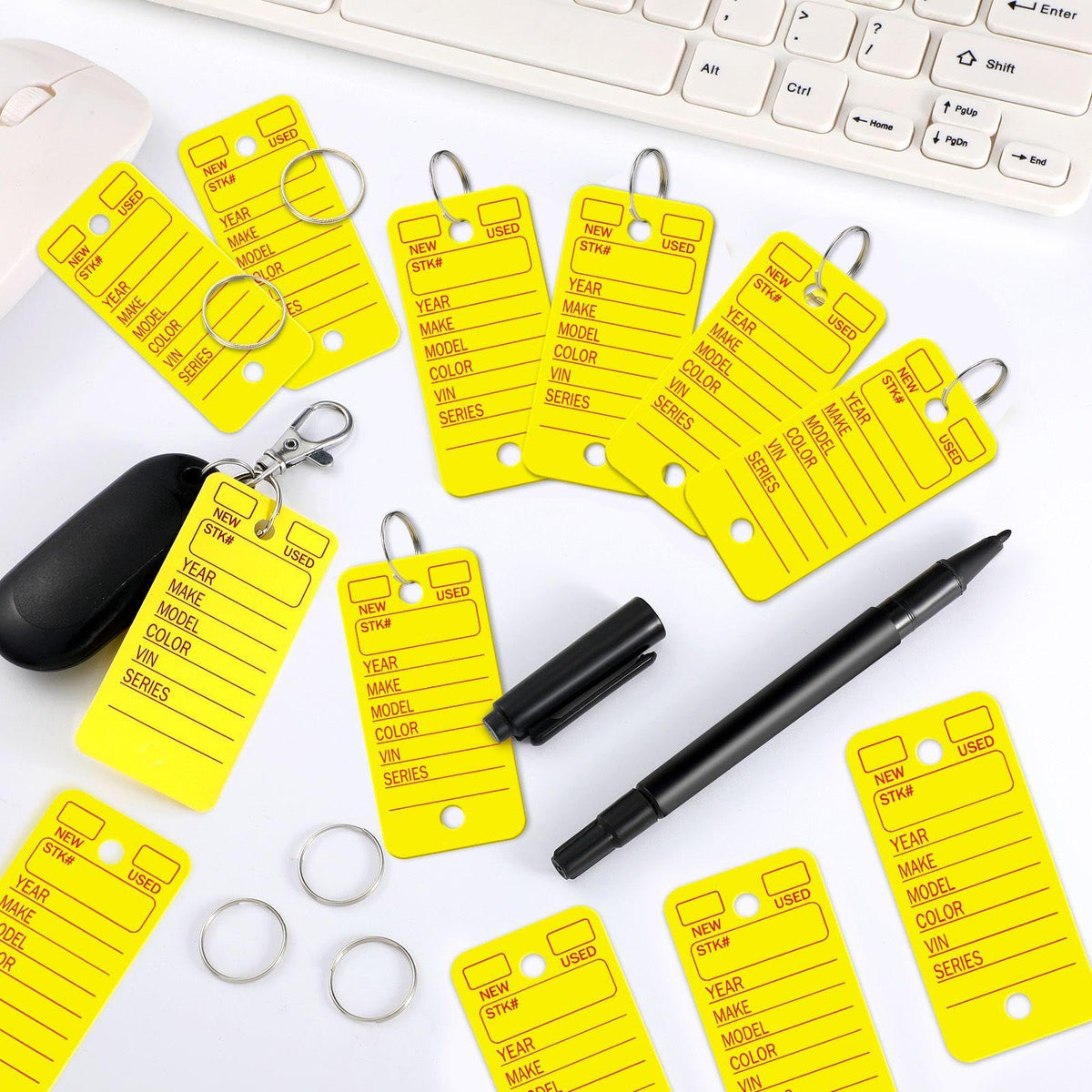 Gersoniel 500 Pcs Key Tags with Labels Rings Car Dealership,Yellow Yellow