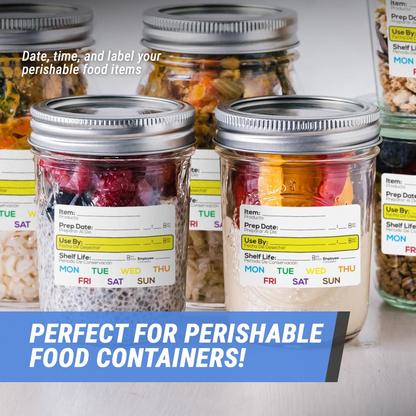 600 Shelf Life Food Rotation Labels, 2" x 3" Freezer Food Labels Stickers to Write On Food Date Meal Prep Labels for Food Container Food Service Labels, 2 Rolls of 300 Food Expiration Stickers