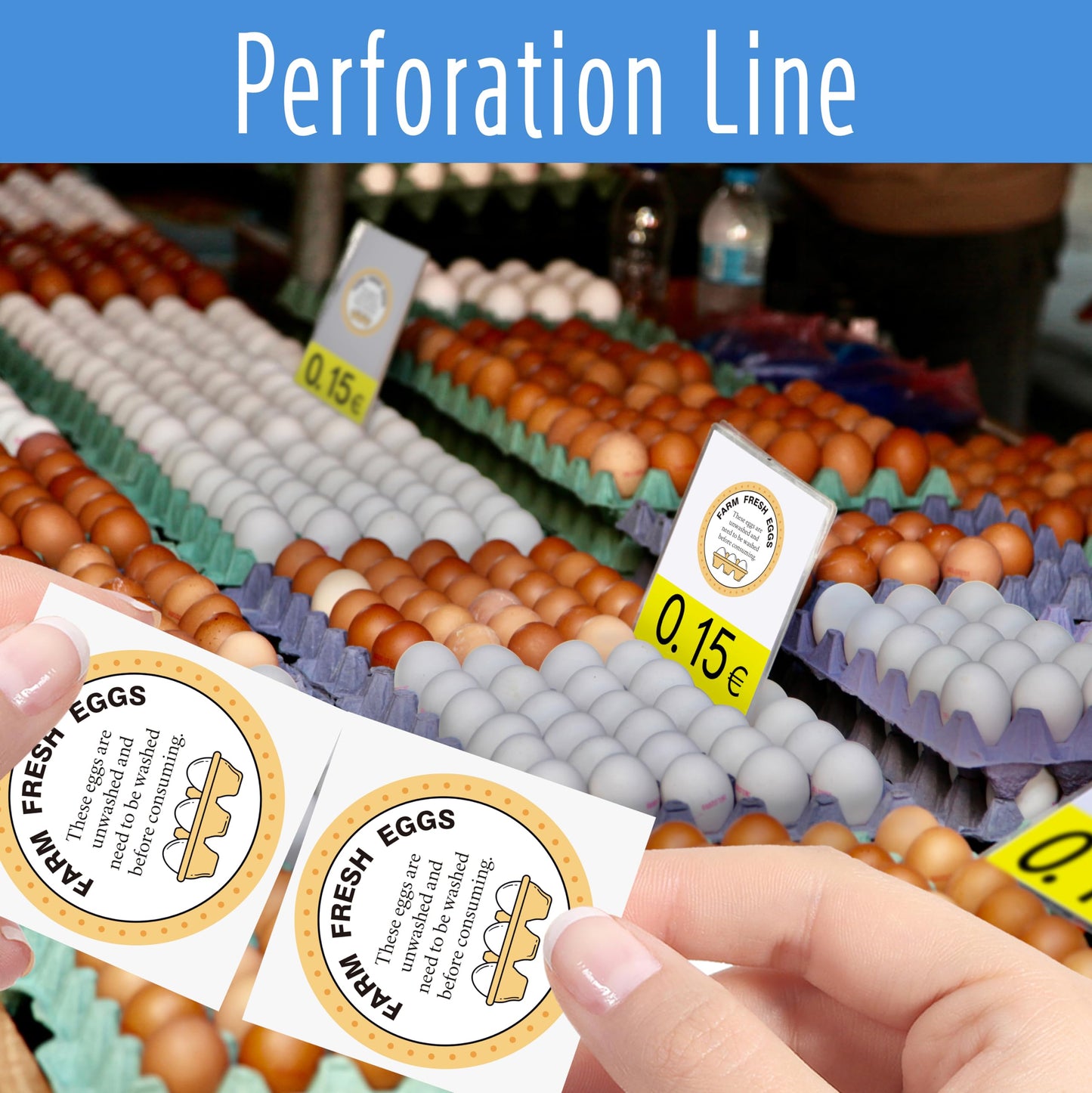 Farm Fresh Eggs Labels, 2 Inch Round Egg Stickers Self Adhesive Egg Packaging Stickers for Chicken, Quail, 600PCS Per Roll