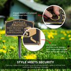 SmartSign “Private Property - This Property Has Video Surveillance” GardenBoss Statement Plaque | 5.75" x 9.5" Aluminum Plaque with 18" Black Lawn Stake, Made in USA Private Property - This Property Has Video Surveillance