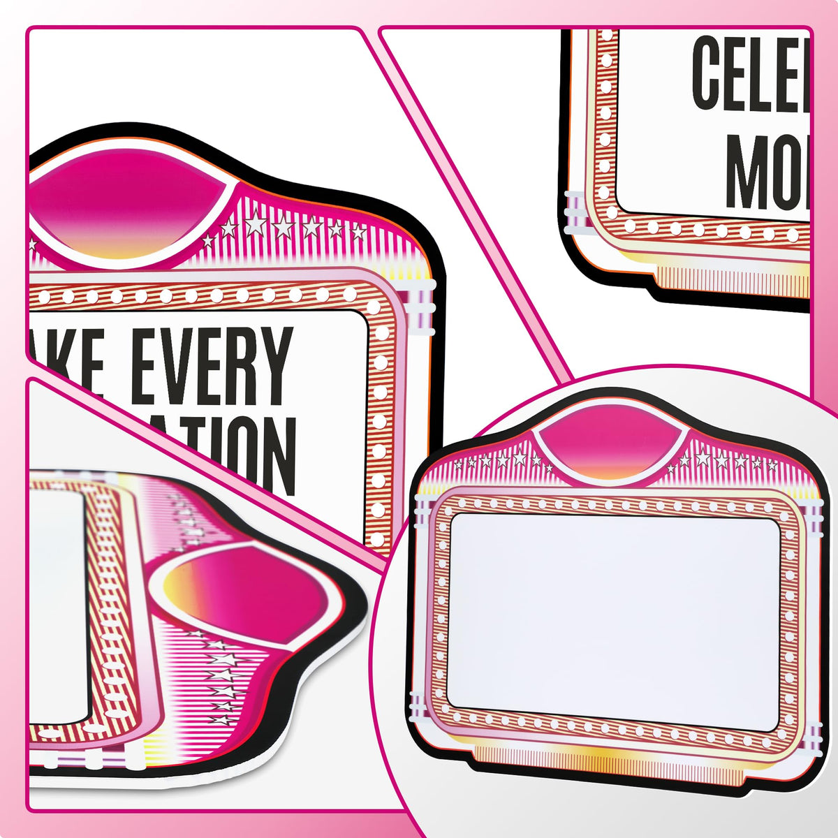 2 Pack Wedding Bottle Service Sign with Letter Stickers Pink