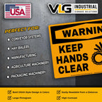 WARNING Keep Hands Clear Safety Labels 5-Pack, OSHA Style Moving Chain & Sprocket Hazard Decals, Industrial Machine Safety Stickers, Waterproof UV Laminated Vinyl, 5"x7" Equipment Warning Labels