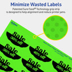 Avery® Printable Oval Scalloped Labels, Sure Feed® Technology, 1-1/8" x 2-1/4", Neon Green Labels, Print-to-The-Edge, Laser/Inkjet Printable, 420 Total, Great for Candles and Jars 420 labels