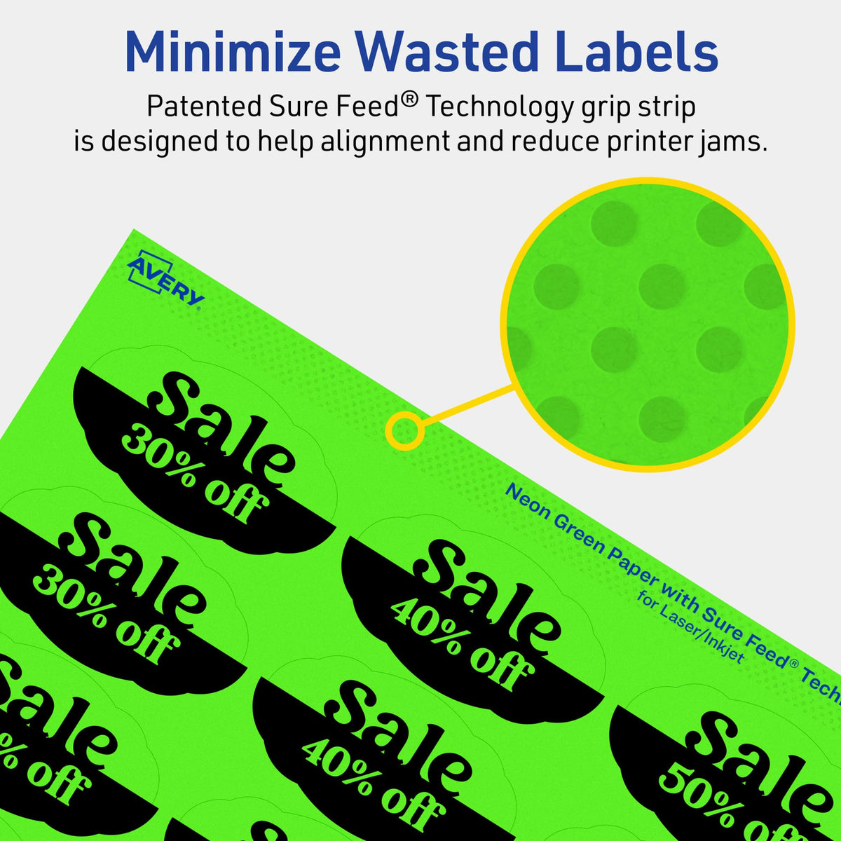 Avery® Printable Oval Scalloped Labels, Sure Feed® Technology, 1-1/8" x 2-1/4", Neon Green Labels, Print-to-The-Edge, Laser/Inkjet Printable, 420 Total, Great for Candles and Jars 420 labels
