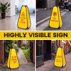 Sabary 4 Pcs 24'' Pop up Caution Wet Floor Sign Kit Dry Erase 4 Sided Blank
