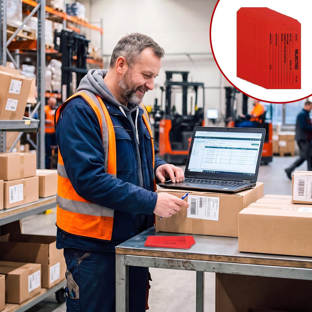 200 Pack Red Rejected Tags with Wire Product Inspection Tags