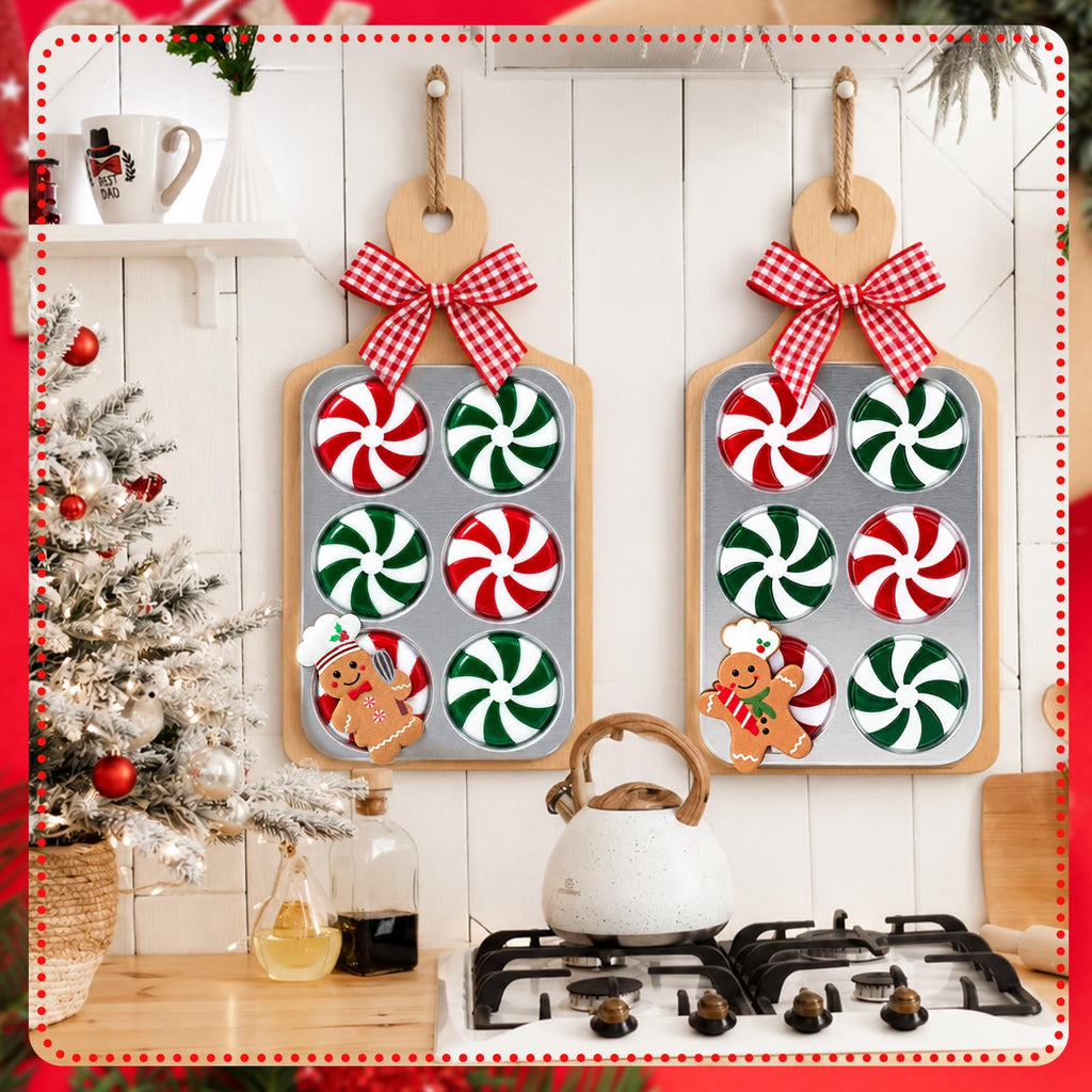 2 Pcs Gingerbread Cookie Tray Christmas Ornament Decoration