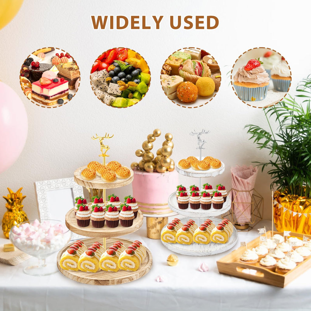 4 Groups Cake Stand Hardware Kits, Zinc Alloy Deer Style Cake Plate Stand, Fitting Smooth Surface Cupcake Holder Hardware Handle for Tea Party