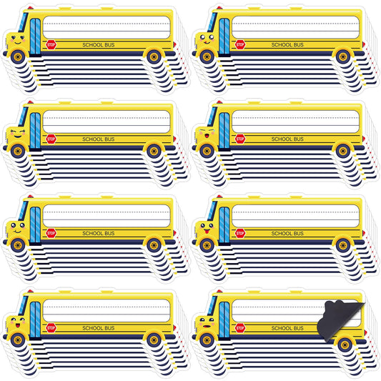 48 Pcs Magnetic Dry Erase Labels Magnetic Name Tags Plates Name Tag Magnets Locker Name Plates Dry Erase Stickers Labels for Classroom School Teacher Student Whiteboards(Bus) Bus
