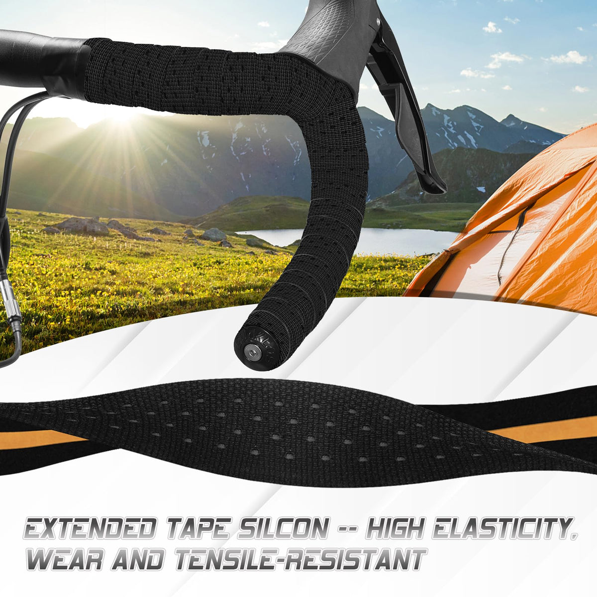 BUCKLOS Bike Handlebar Tape Silicone Bar Tape for Road Bike Comfortable Bicycle Handlebar Tape EVA Bike Grip 2 Pcs Bicycle Drop Bar Wraps Black