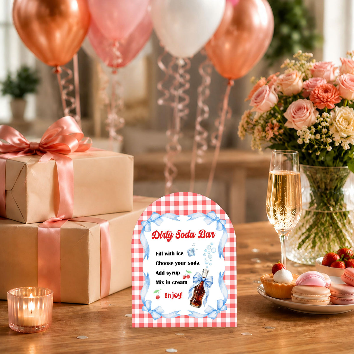 Dirty Soda Bridal Shower Bar Signs, She's Ready to Pop Dirty Soda Bar Welcome Wooden Tabletop Sign 8 x 10in, Perfect for Baby Shower Bridal Shower Wedding Birthday Party Decor blue