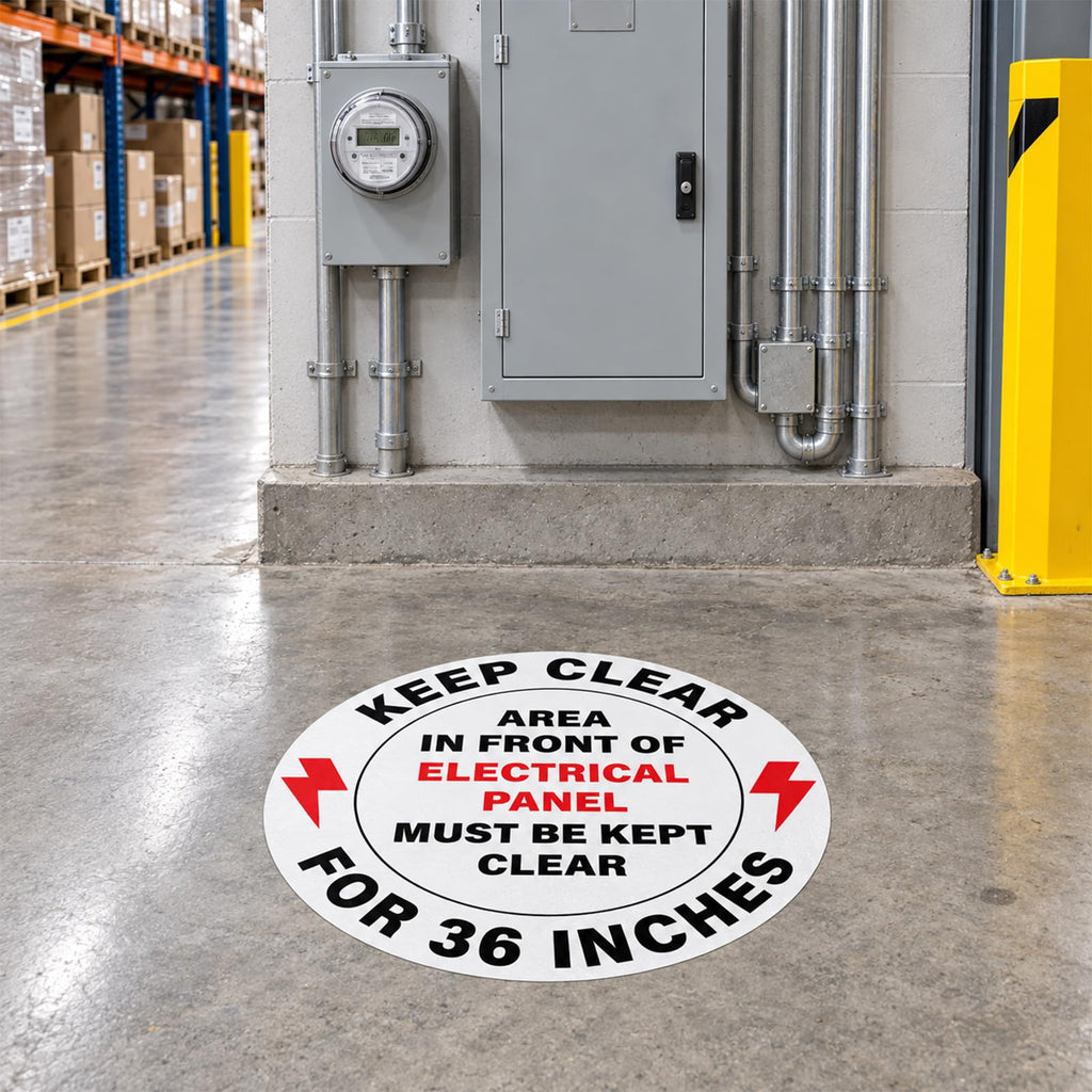 5 Pack 17" Keep Electrical Panel Clear Anti-Slip Floor Stickers