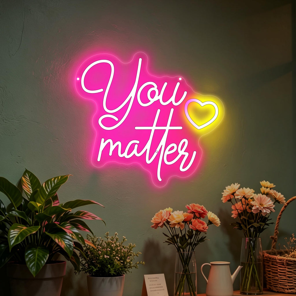 You Matter Neon Sign Motivational Positive Quote LED Wall Decor-14.8"x13.4" You Matter