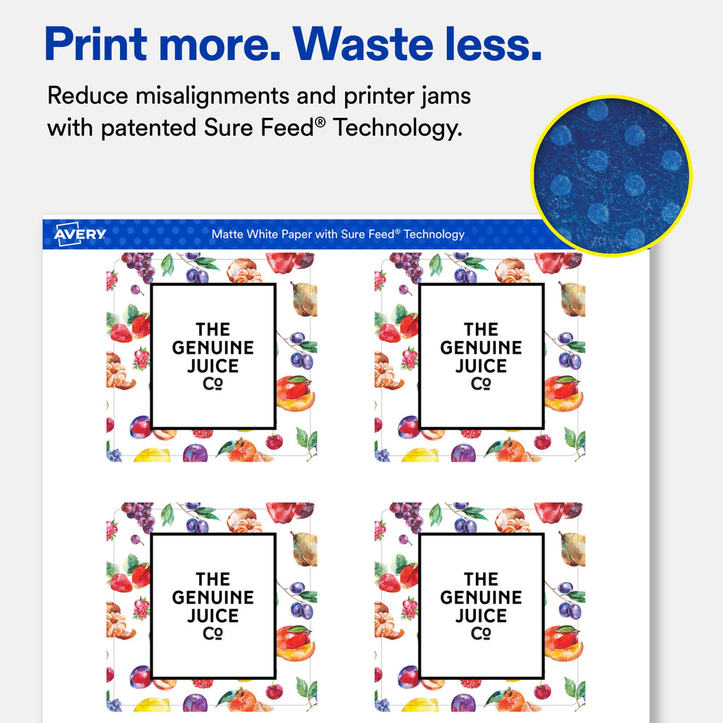 Avery® Matte White Square Labels, 2.75" x 2.75", 150 Total 150 labels