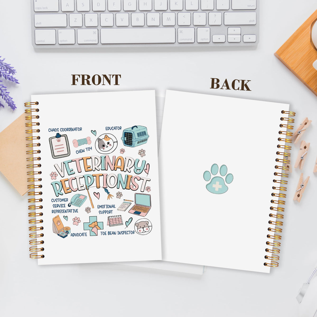 Veterinary Receptionist Gifts Notebook Journal, Vet Tech Week Gifts, Veterinary Medicine Technician Assistant Gift Hardcover Spiral Notebook 5.5x8.3 Inch