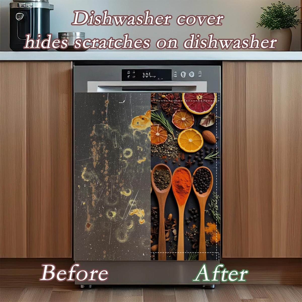 Cooking Spice Spoons Dishwasher Magnet Cover for Kitchen Décor