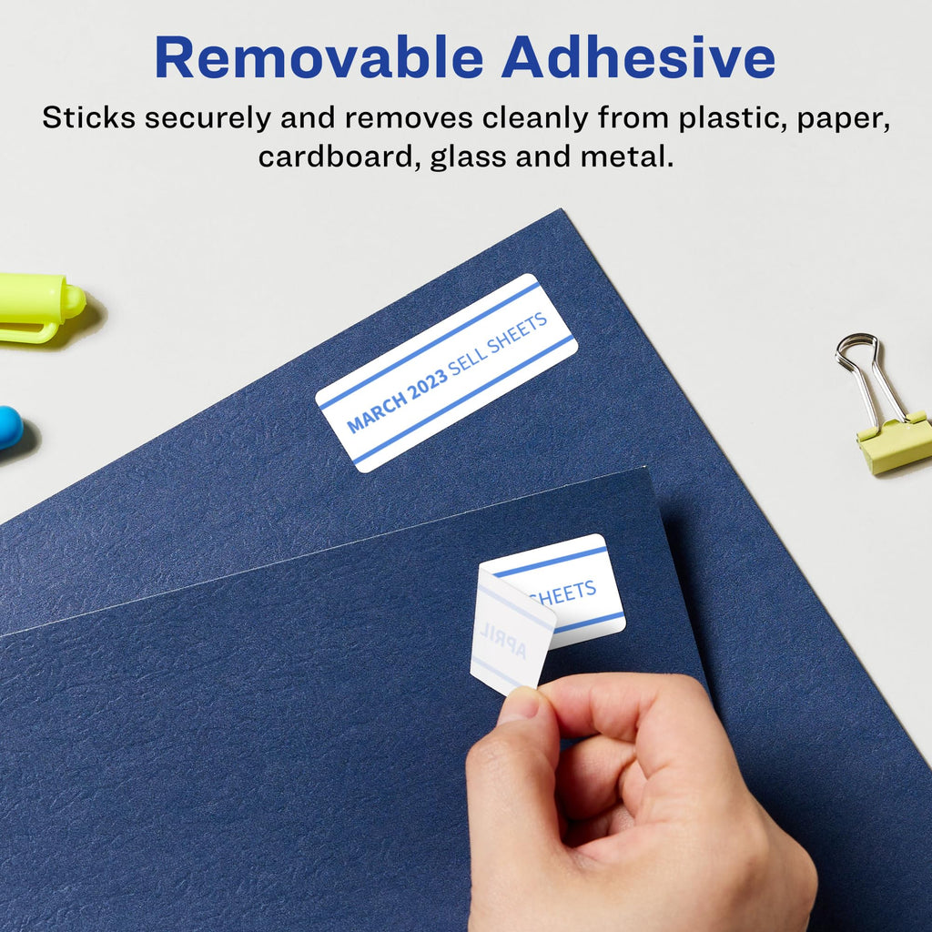 Avery® Matte White Removable Rectangle Labels, Sure Feed® Technology, Print-to-The-Edge, 1" x 2", 2,400 Removable Labels, Laser/Inkjet Printable 2,400 labels